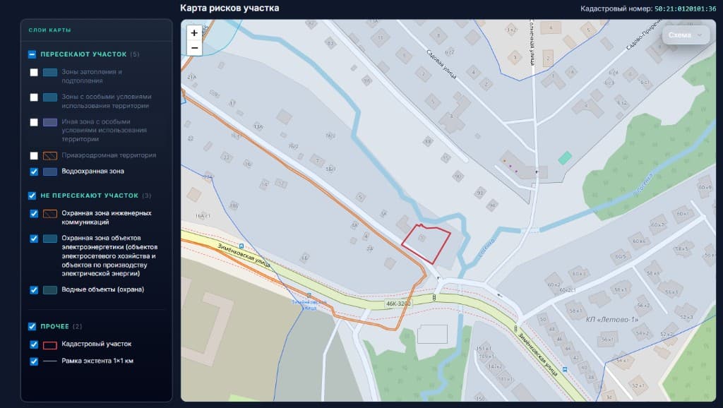 Карта рисков участка в GeoRisk
